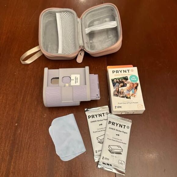 Prynt Pocket Instant Photo Printer for iPhone Lavender Purple Bundle Case Film